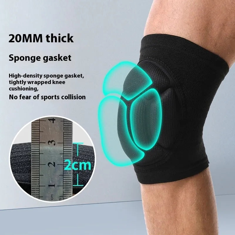 Black and blue thick sponge dance kneepad showing knee protection design for multiple sports