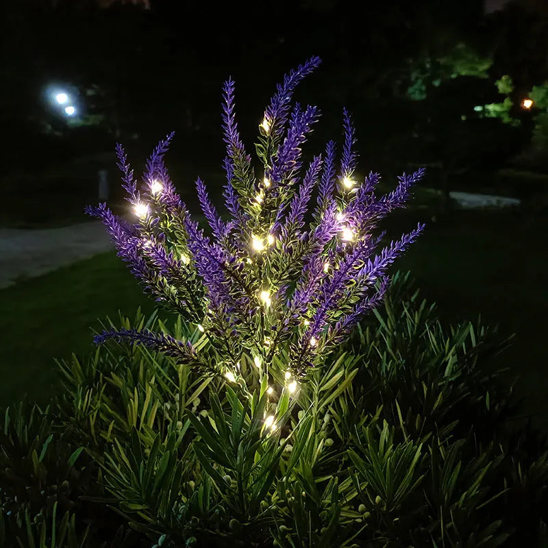 74cm tall solar-powered outdoor LED garden light with flower shape design in lavender colour options