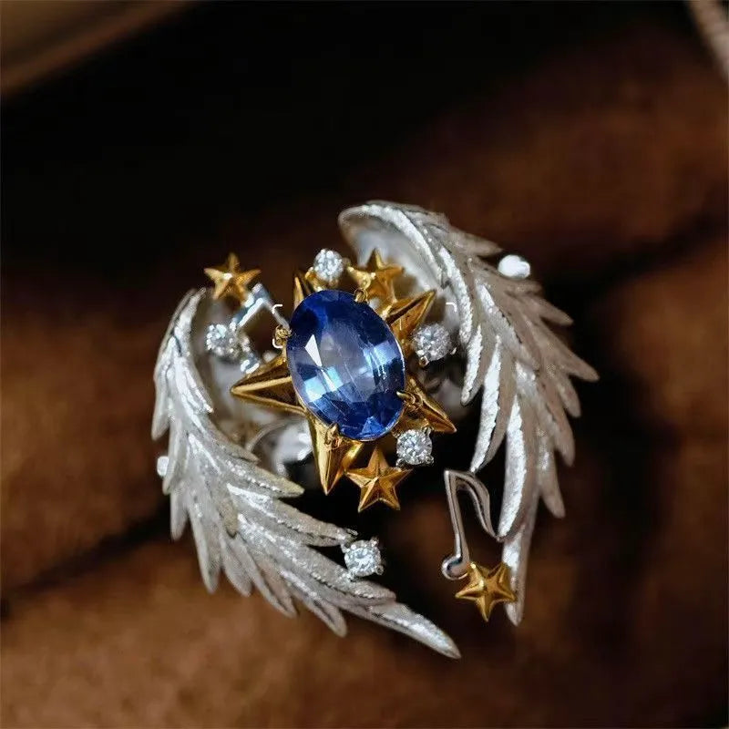 Open mouth geometry alloy ring with adjustable US size 8 opening and silver-tone finish
