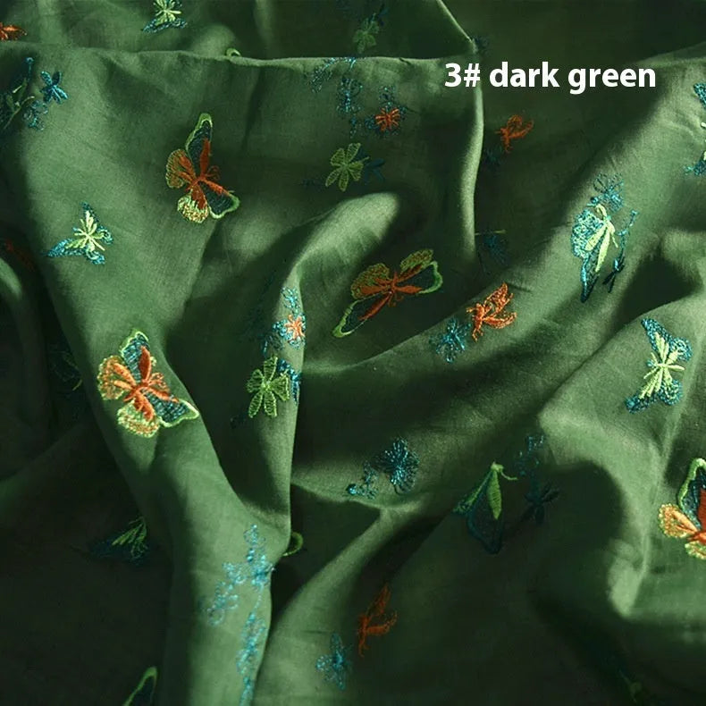 Pure ramie embroidery cloth for Hanfu making in beige, green and dark green colours