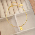 Titanium steel square plate goodluck letter anklet for women with personalised text design