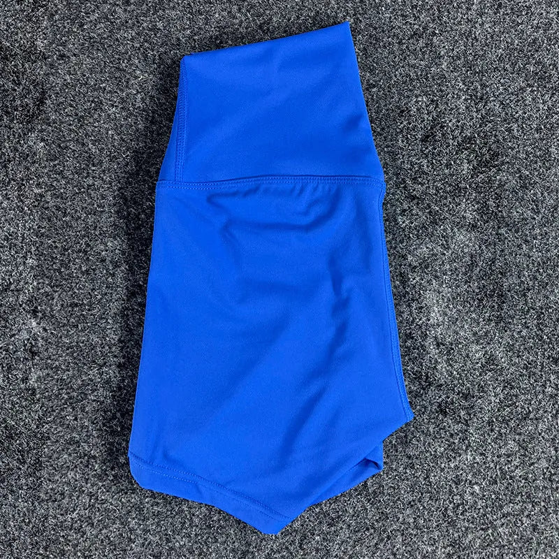 Women's high-waisted nylon yoga shorts in various colours suitable for running, sports, and cycling
