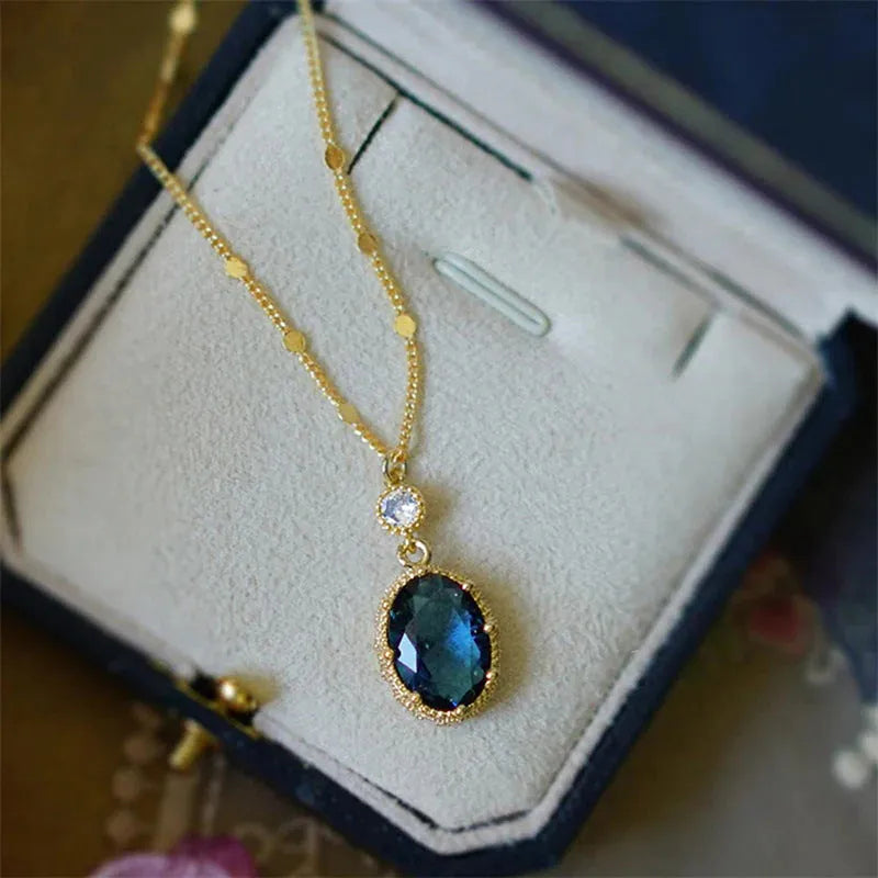 Gold geometric French retro necklace with electroplated finish on copper base material