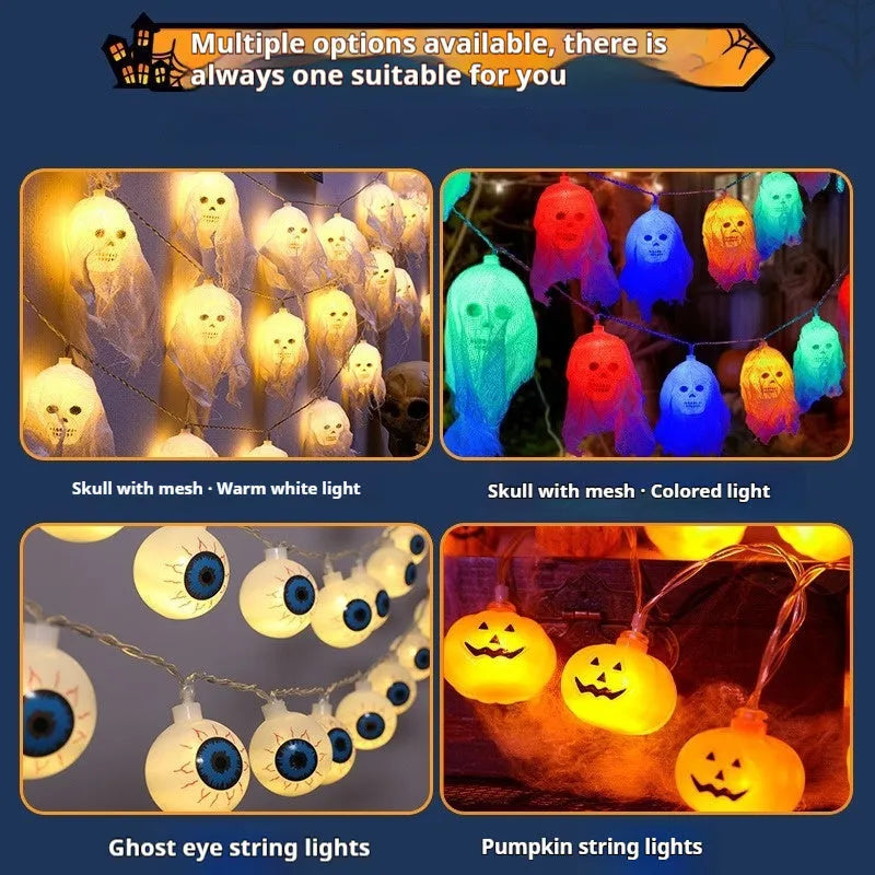 Battery-powered multi-colour Halloween LED light string for indoor wall decoration