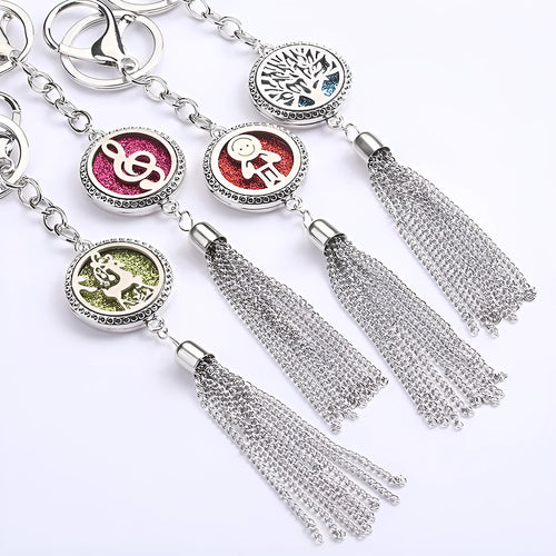 Alloy tassel car pendant aromatherapy diffuser with chain and cotton pads for essential oils
