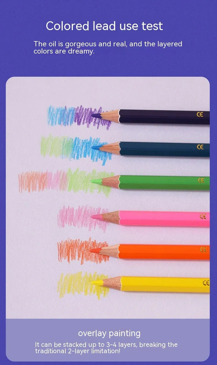 Set of wooden colouring pencils with dual-tip leads, showing 12 and 24 colour set options.