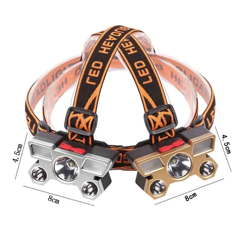 Super bright 10W LED miner's headlamp with adjustable headband and USB charging cable