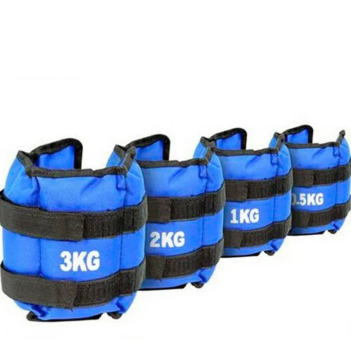 A pair of Oxford cloth legging sandbags for track and field running training.