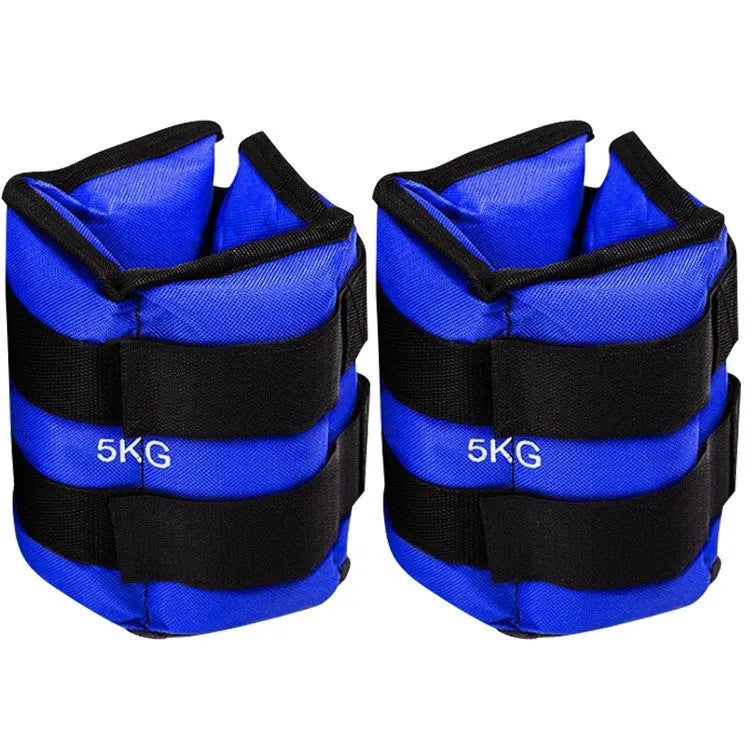 A pair of Oxford cloth legging sandbags for track and field running training.