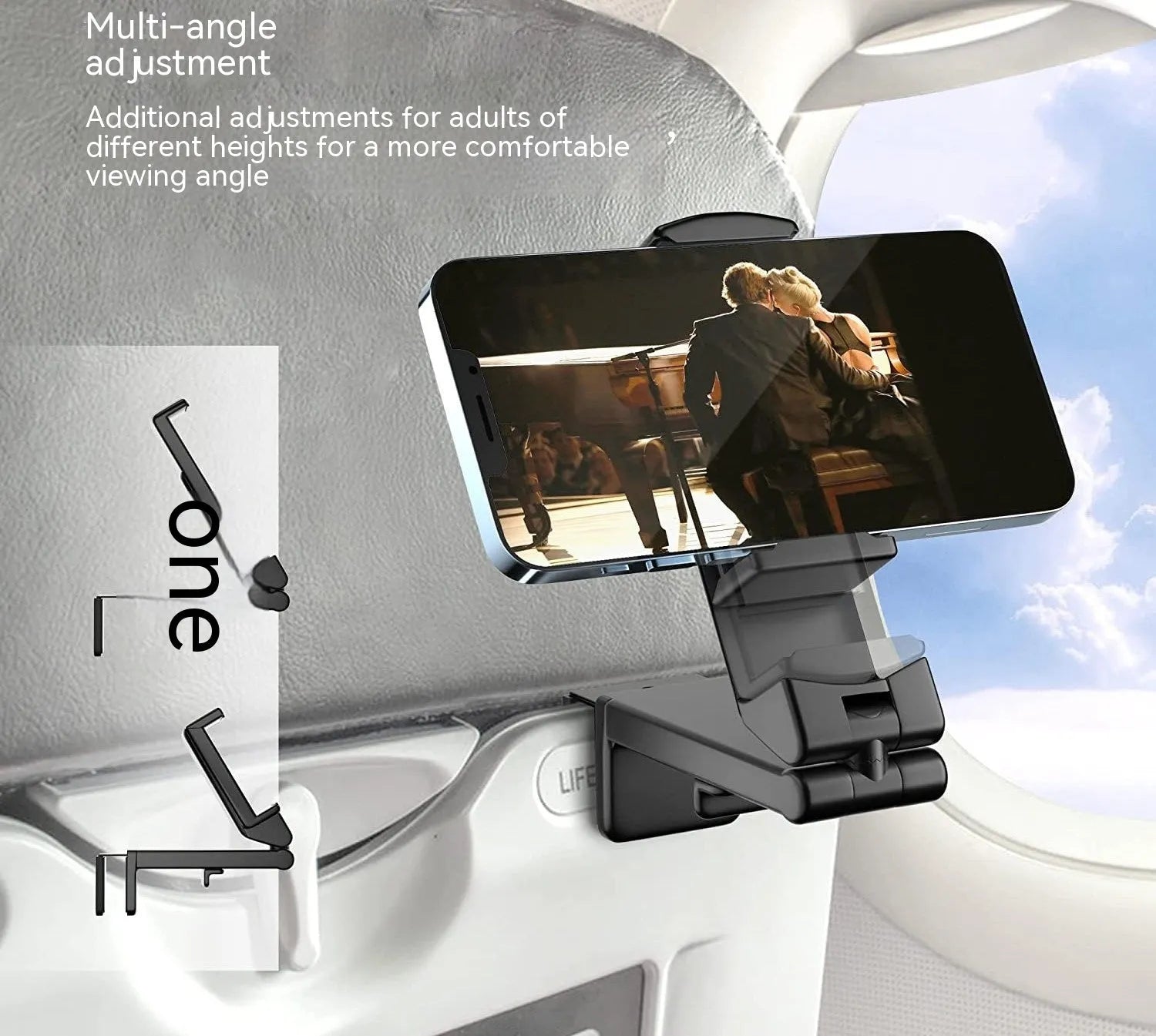 Foldable rotating universal phone holder in black, grey, or green colours