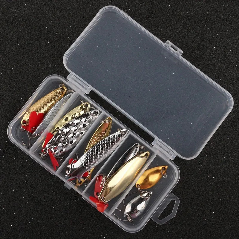 Sequin fishing lure set with metal sequins on box iron false bait in assorted colours