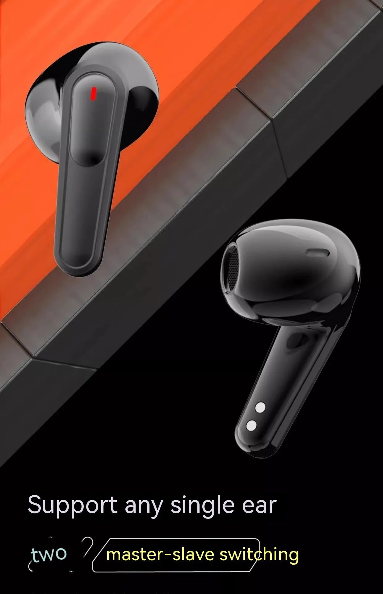 Wireless binaural digital display noise-reduction Bluetooth headset in Pro90 Black
