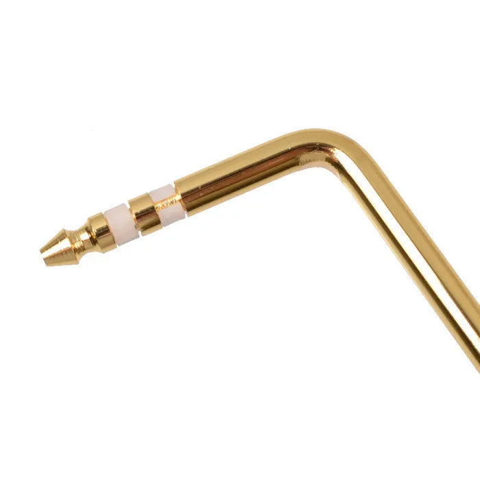 Metal guitar tremolo bar in black, blue, gold, and silver finishes.