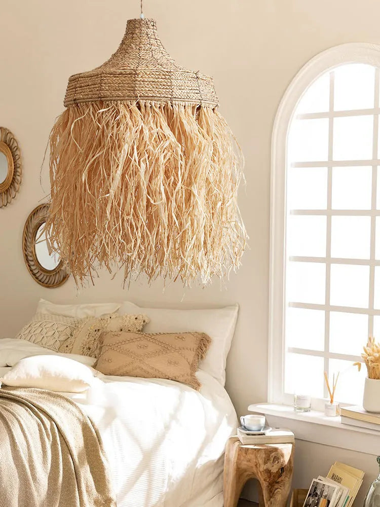 50cm diameter Southeast Asian style chandelier made from woven wild vetch and willow