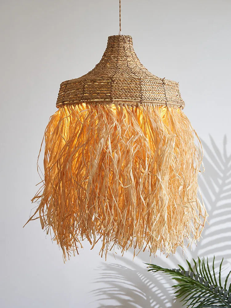 50cm diameter Southeast Asian style chandelier made from woven wild vetch and willow