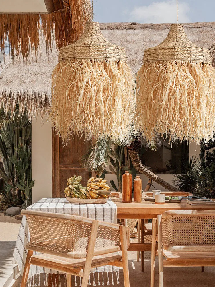 50cm diameter Southeast Asian style chandelier made from woven wild vetch and willow