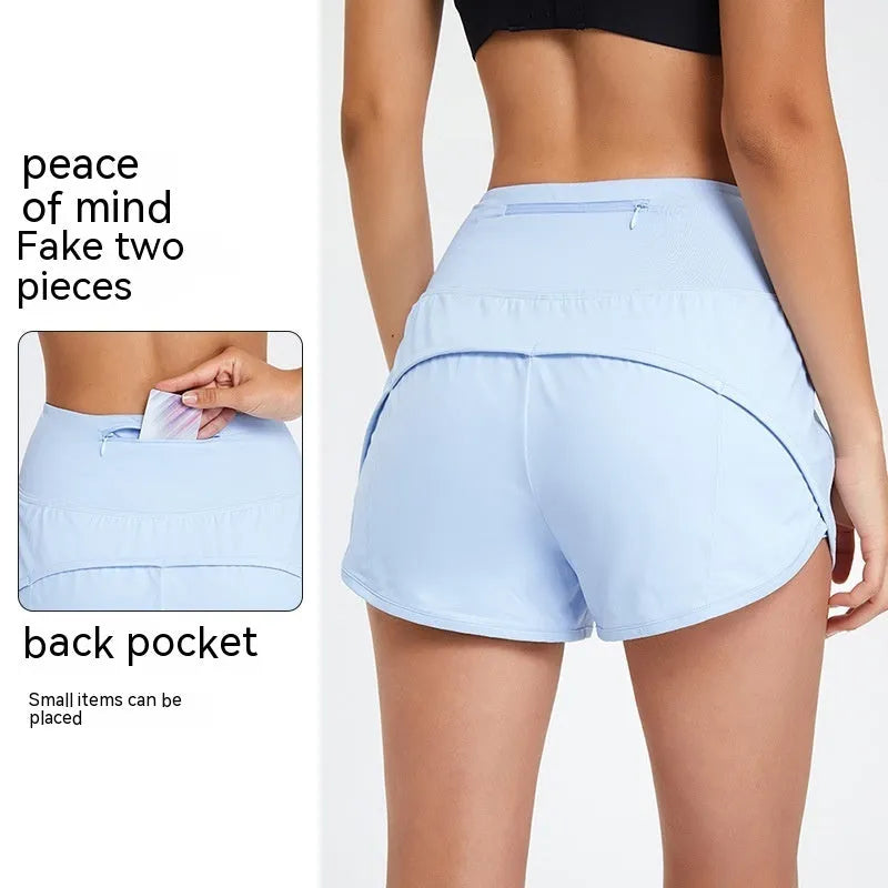 Nylon women's high-waist fitness shorts in three colour options