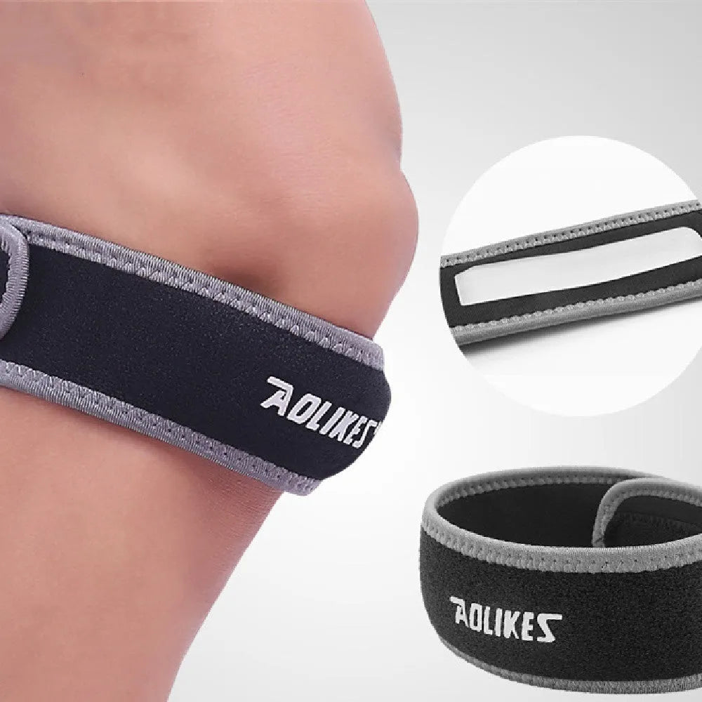Black and grey patella retinaculum knee support for running, cycling, football, basketball sports protection