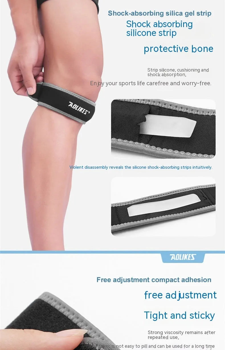 Black and grey patella retinaculum knee support for running, cycling, football, basketball sports protection