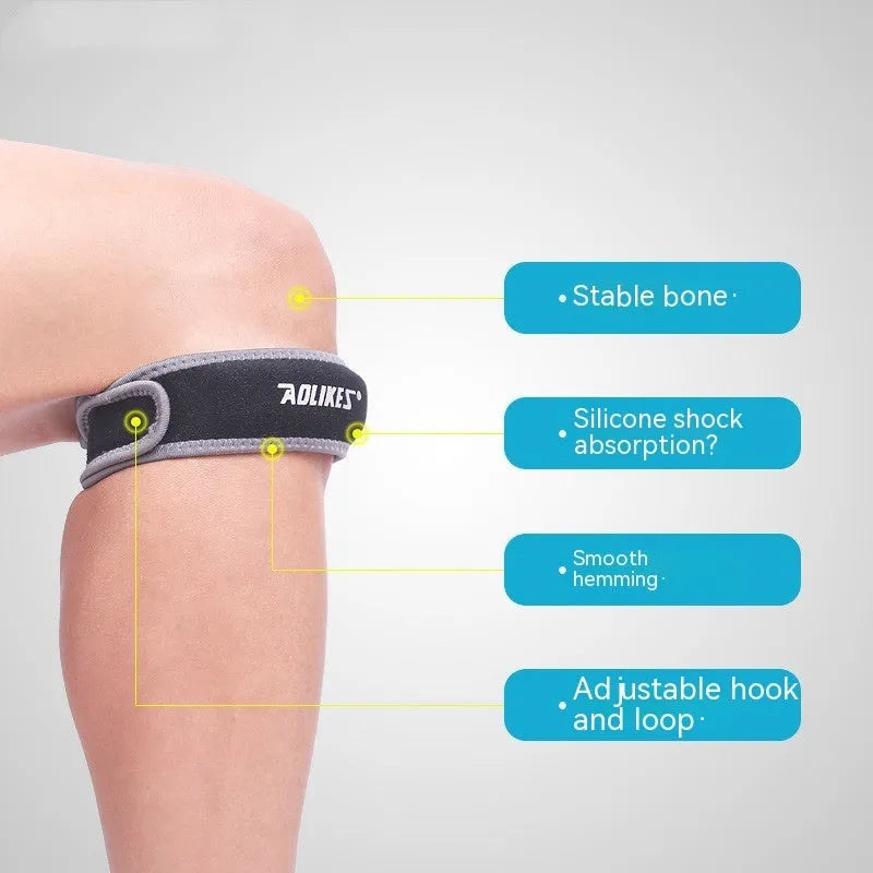 Black and grey patella retinaculum knee support for running, cycling, football, basketball sports protection