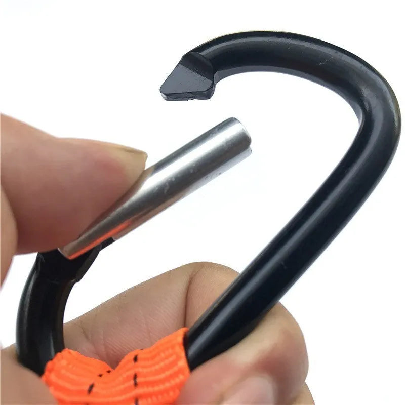 Orange fishing rod safety rope with clip, 90cm long, for fall protection.