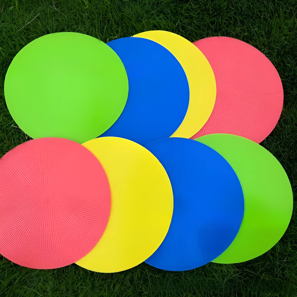 Football training landmark pad disc in bright colours showing 23cm diameter for target practice