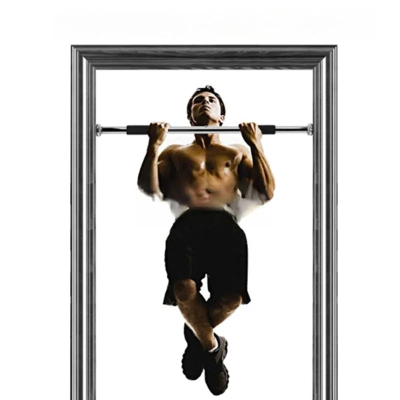 Steel adjustable width horizontal pull-up bar for door frame fitness training