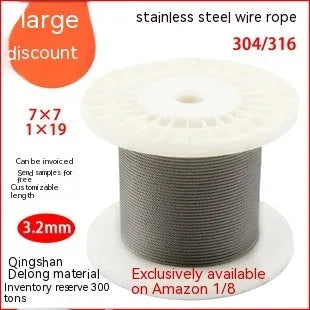 304 stainless steel invisible anti-theft security cable showing double twist multi-strand construction