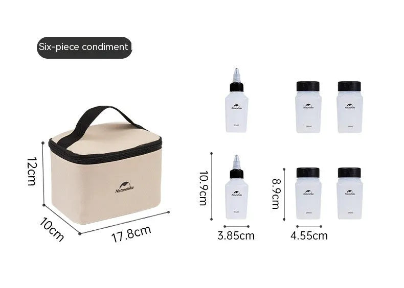 Naturehike portable seasoning bottle six-piece set with modern simplicity design for outdoor cooking