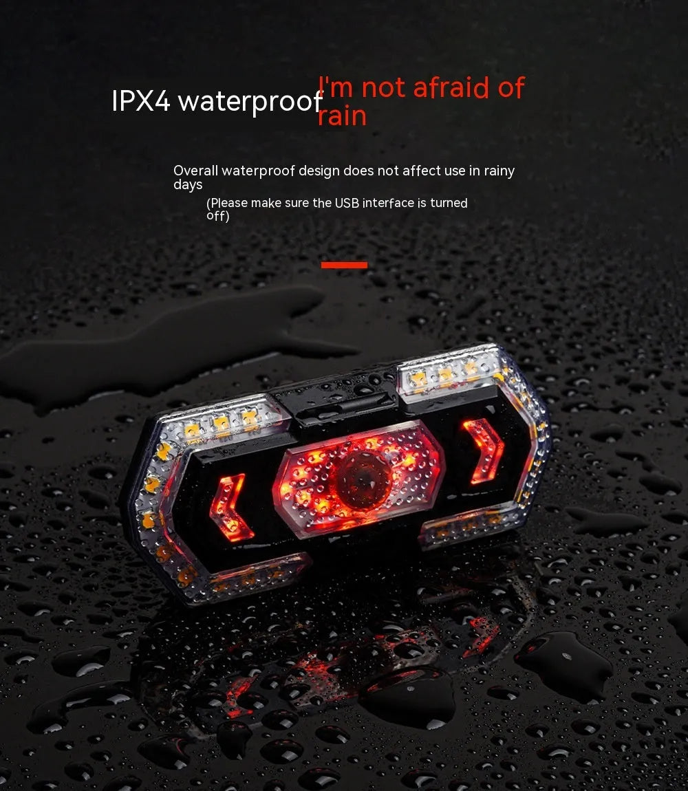 Black wireless remote control motorcycle LED tail light and turn signal kit with USB charging port.