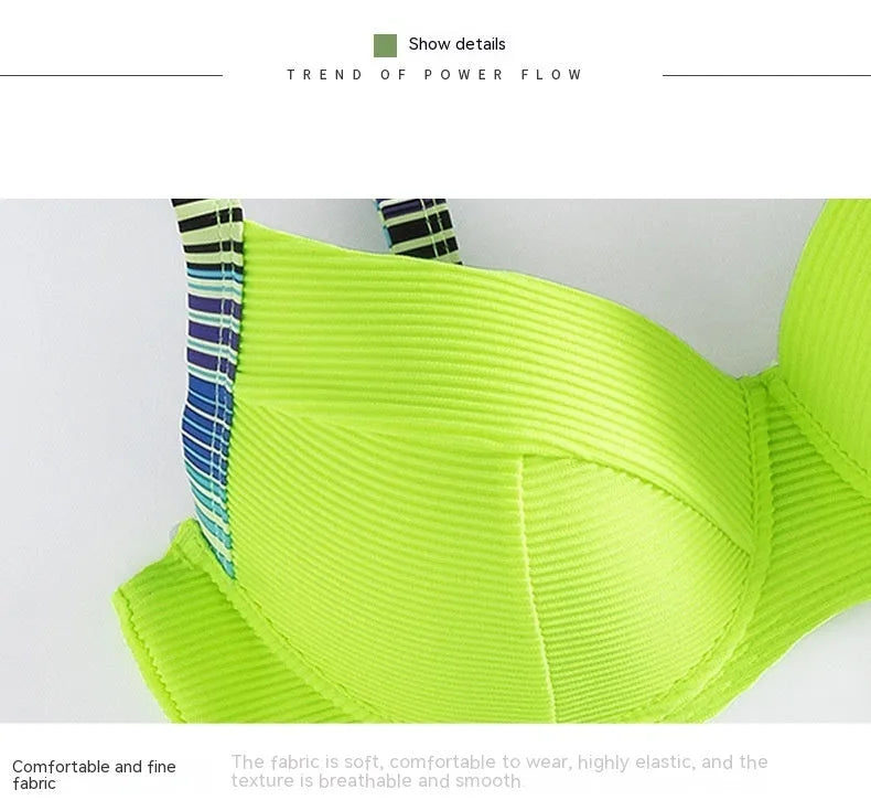 Green printed halter bikini set with split-style briefs for women