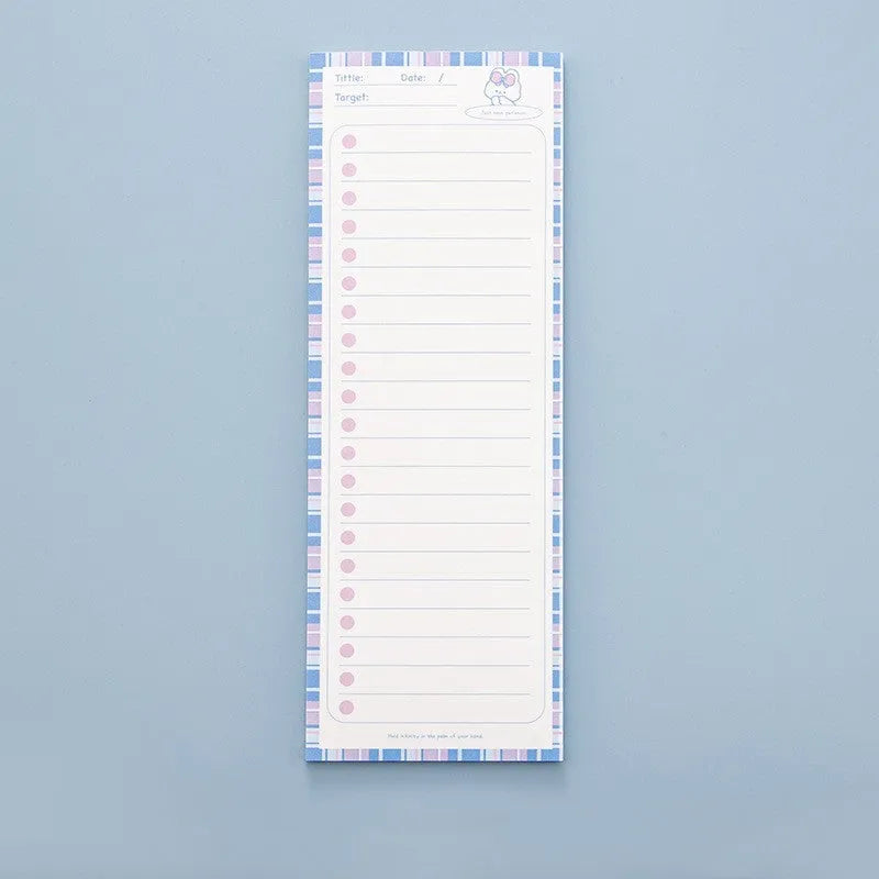Cartoon student notepad with plastic cover in colour-striped designs measuring 90x248mm