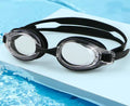 Myopia swimming goggles with case, available in plain colours and 200-600 degree prescriptions.