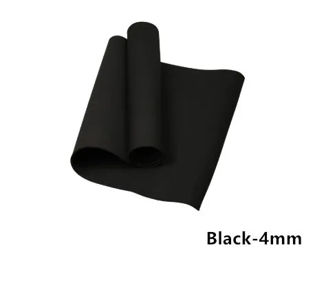 EVA yoga mat in red showing rolled and flat positions, demonstrating 4mm and 6mm thickness options.