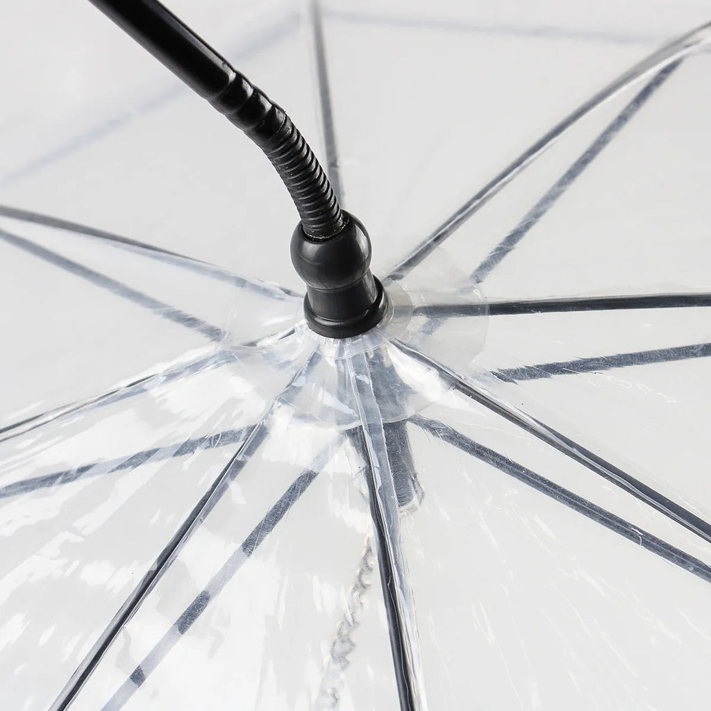 White transparent pet C type umbrella with adjustable steering and C-shaped handle