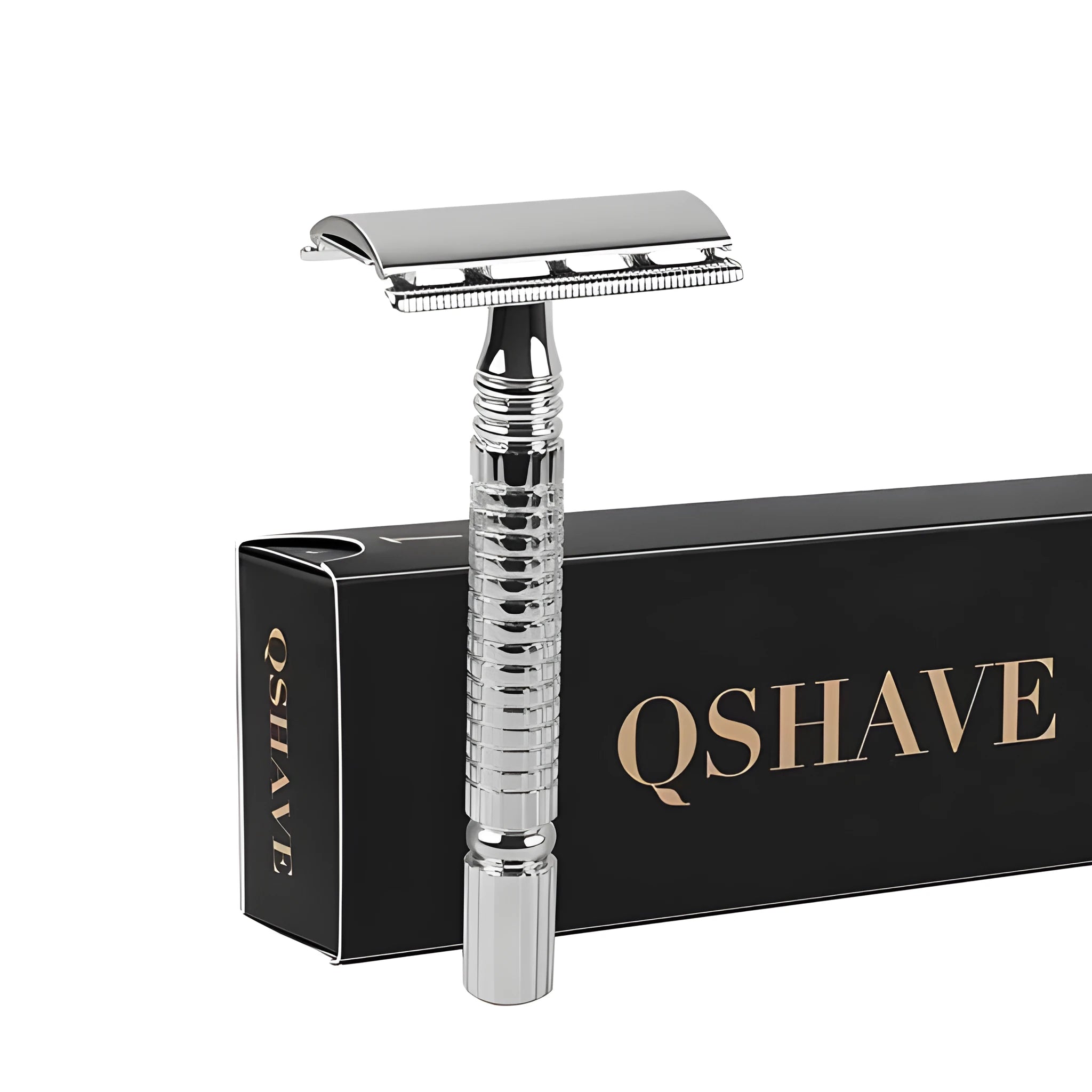 Double-edged safety razor with metal construction and storage box