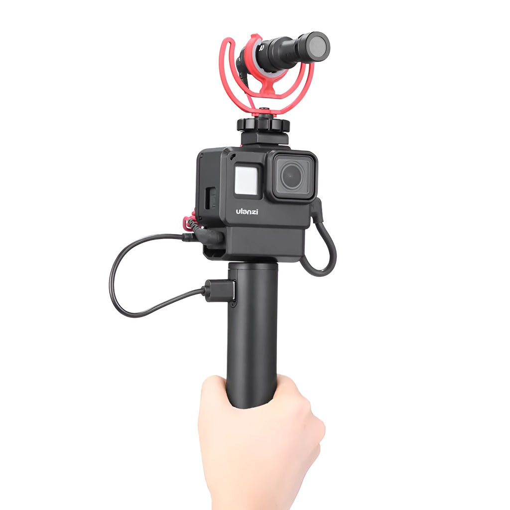 Black aluminium alloy portable power bank charging handle showing 12.5cm length.