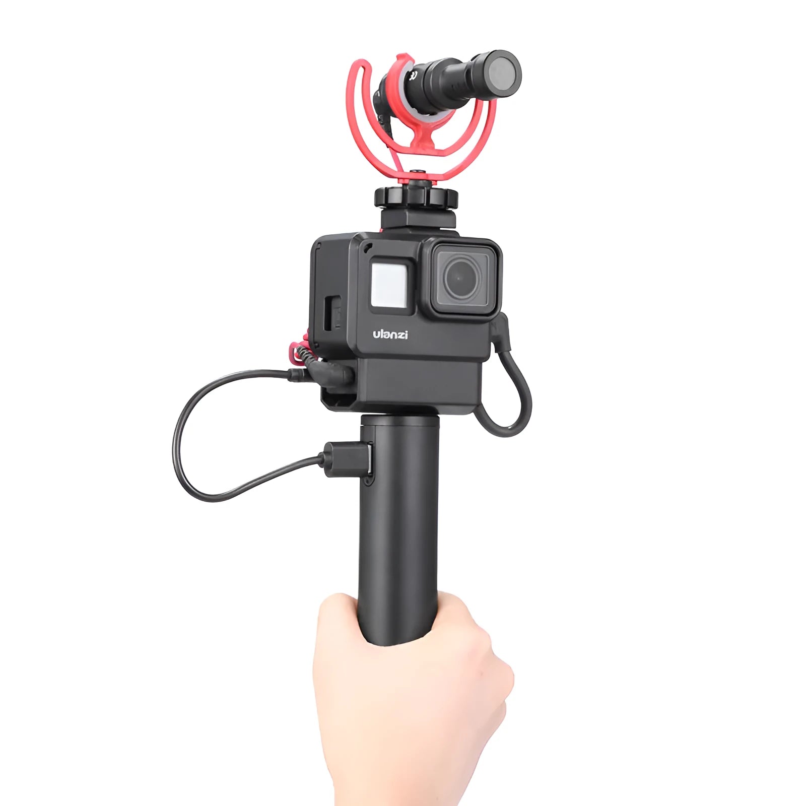 Black aluminium alloy portable power bank charging handle showing 12.5cm length.