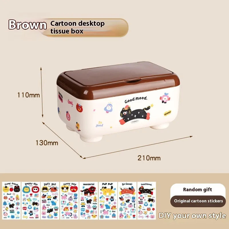 Cartoon design plastic desktop organiser with 2L capacity storage box and grid pattern for stationery organisation