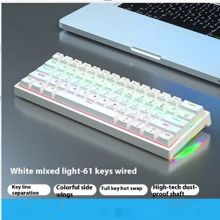 61-key compact mechanical keyboard with hot-swappable Gateron switches and wired USB connection