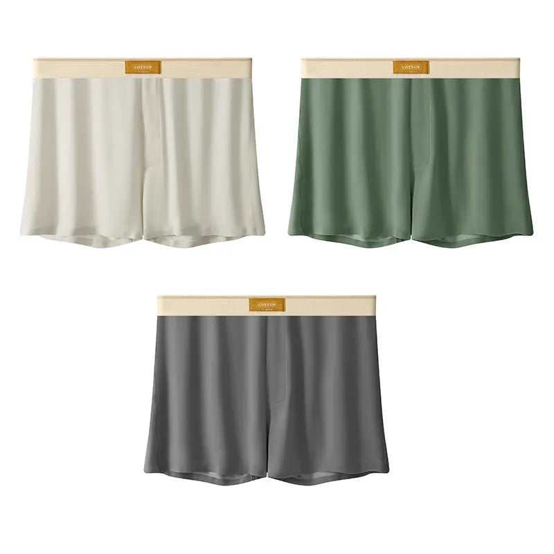 Men's solid colour loose fit ice silk underwear in 3-pack