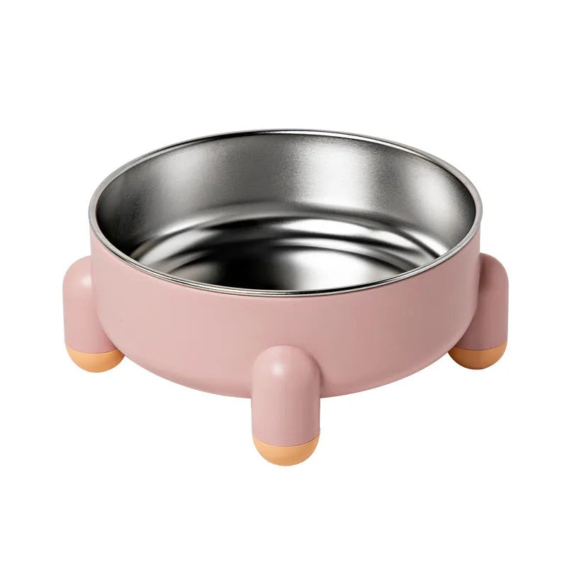 Green raised stainless steel pet bowl with non-slip high foot for dogs and cats