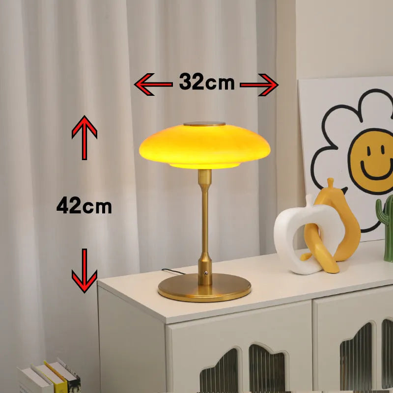 Vintage nickel-plated bedside lamp with Korean styling in golden white colour
