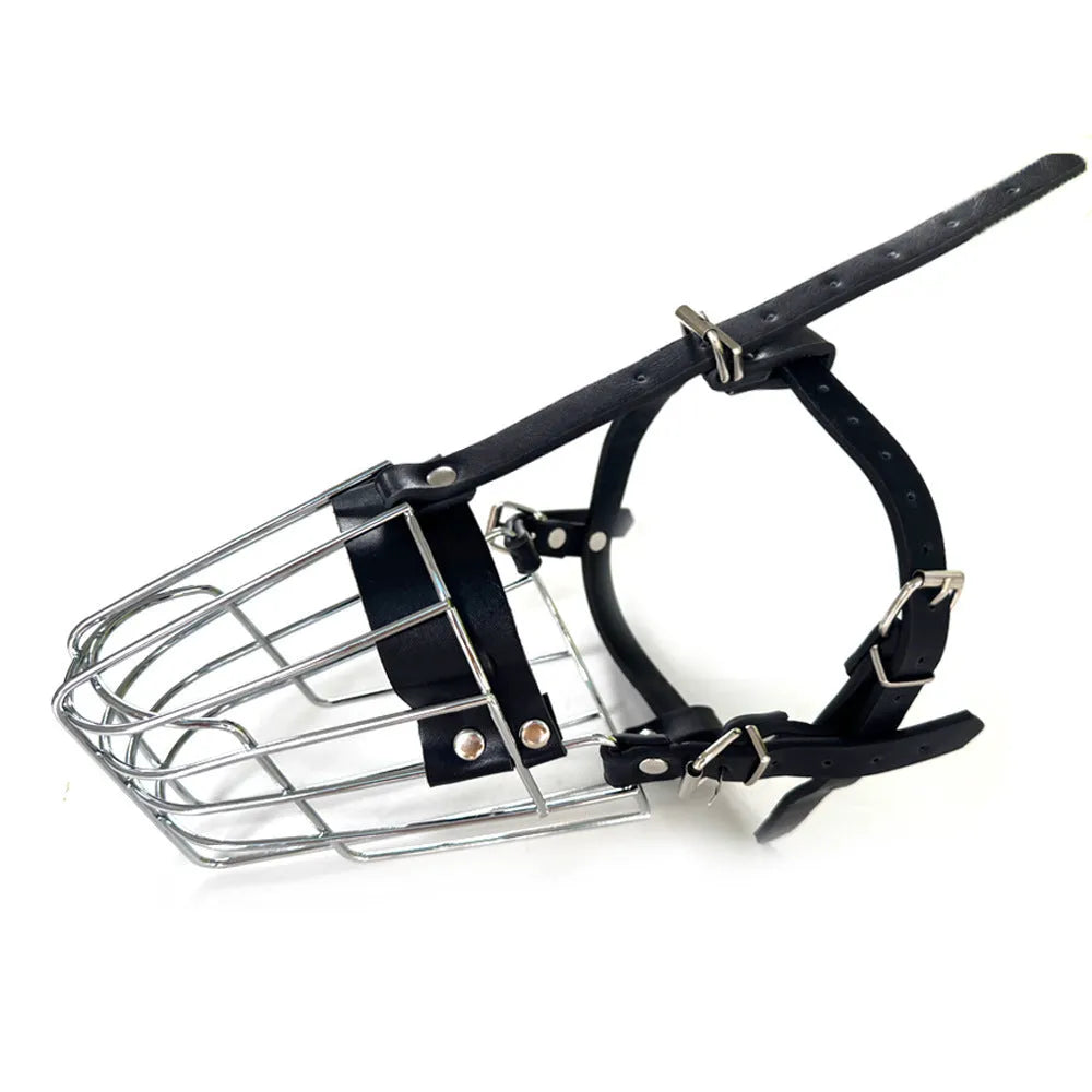 Black metal dog mouth cover muzzle designed specifically for Golden Retriever and German Shepherd breeds