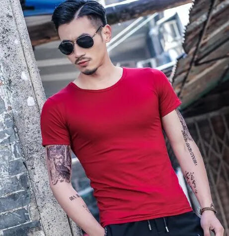 Men's summer t-shirt in bamboo fibre polyester available in multiple colours