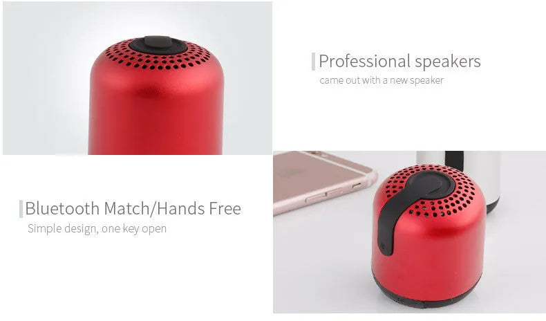 Hieha XQ11 mini Bluetooth speaker with heavy metal design in black, showing compact size and 360 degree sound capability