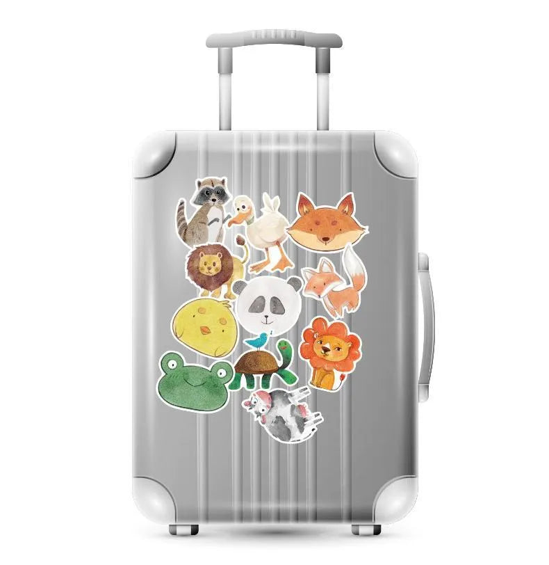 Set of 36 retro beach themed waterproof PVC stickers with matte finish, sizes 6-10cm