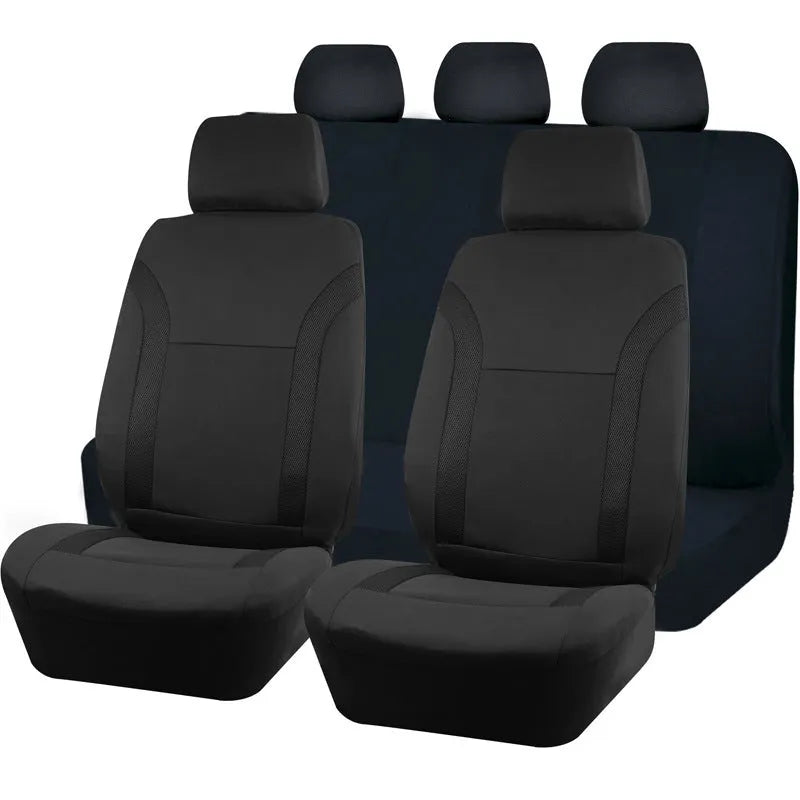Polyester car seat cover with eyelet stitching in a choice of colours, showing sponge padding construction.