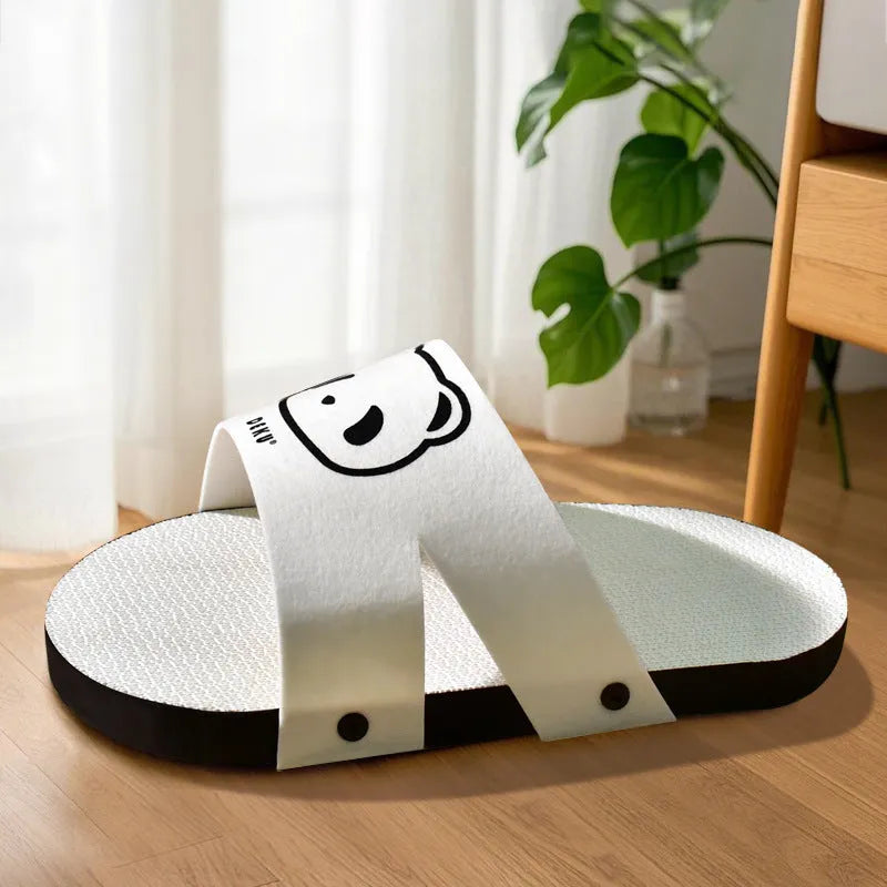 White slipper style corrugated paper cat scratch board for furniture protection