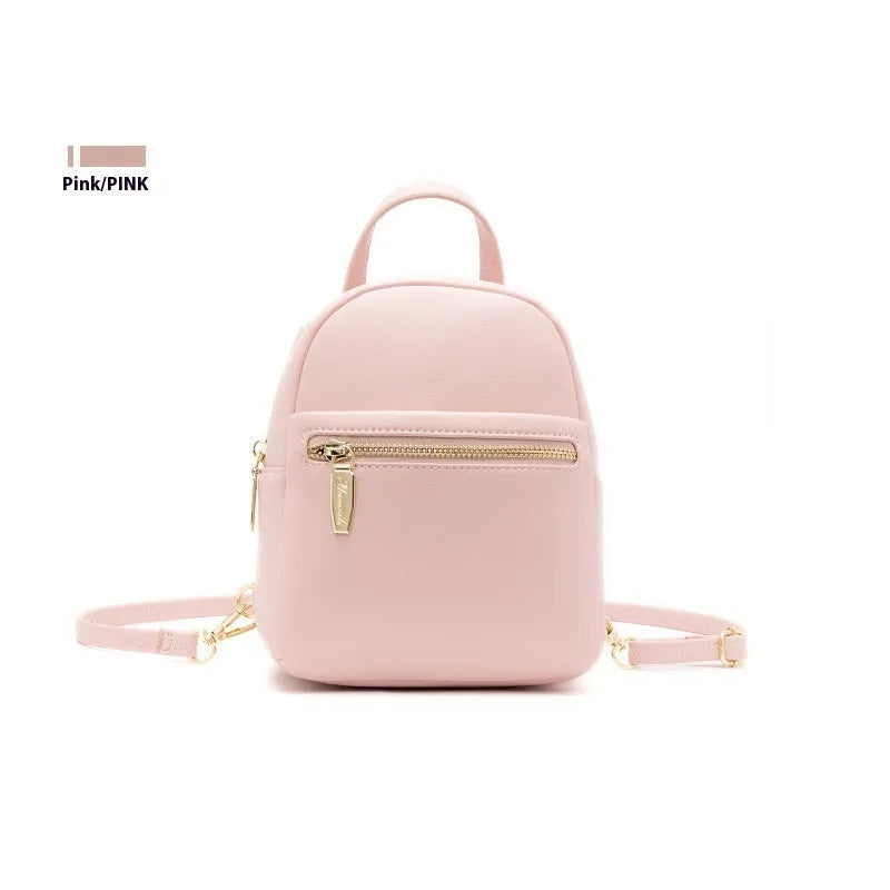 Soft PU mini backpack in street style with three-dimensional pocket and contrast trim